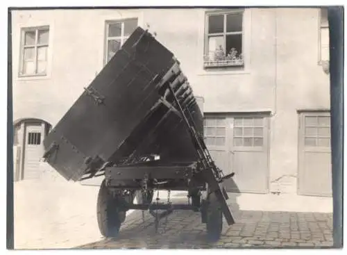 3 Fotografien Weinberger Lastwagen Kippanhänger, Gliederzuganhänger mit Mitfahrerkabine für Städt. Asphaltwerk München