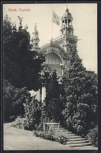 AK Zürich, Tonhalle, Treppe und Eingangsportal