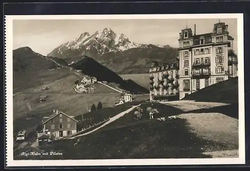 AK Rigi, Rigi-Kulm mit Pilatus, Ortspartie