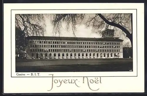 AK Genève, B. I. T., Gebäudeansicht, Weihnachtsgruss