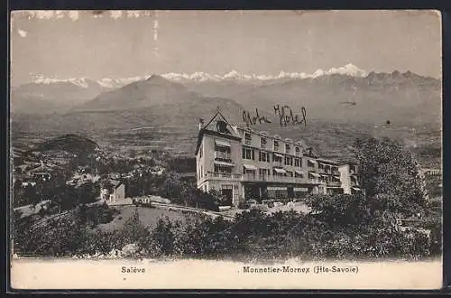 AK Monnetier-Mornex /Hte-Savoie, Ortsansicht mit Hotel u. Salève