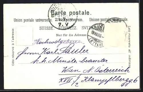 AK Lugano, Totalansicht mit See und Bergen aus der Vogelschau