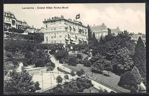 AK Lausanne, Grand Hotel Riche-Mont mit Tennisplatz