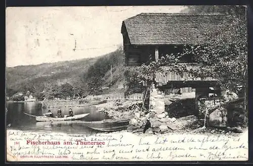 AK Fischerhaus am Thunersee, Ortsansicht mit Bootspartie