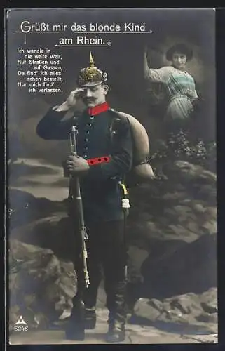 Foto-AK Soldat erinnert sich an eine Frau