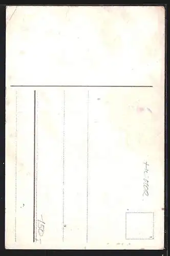 AK Betrunkener Mann balanciert seinen Hut auf seinem Gehstock