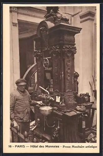 AK Paris, Hotel des Monnaies, Presse Monétaire artistique