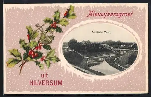 AK Hilversum, Gooische Vaart, Nieuwjaarsgroet, Passepartout