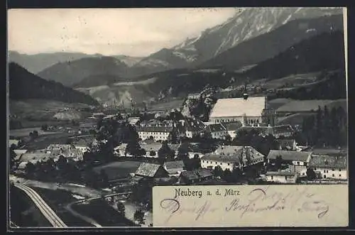 AK Neuberg a.d. Mürz, Ortsansicht aus der Vogelschau