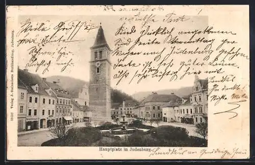 AK Judenburg, Hauptplatz mit Turm