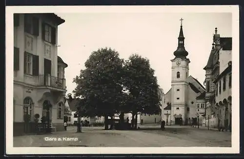 AK Gars a. Kamp, Strassenpartie mit Kirche