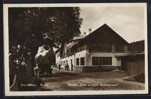 AK Dreistätten /N.-Oe., Gasthof Zum lustigen Scherrerwirt