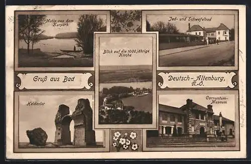 AK Bad Deutsch-Altenburg, Heidentor, Jod- u. Schwefelbad, Carnuntum-Museum