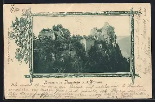 AK Aggstein / Donau, Ortsansicht aus der Vogelschau