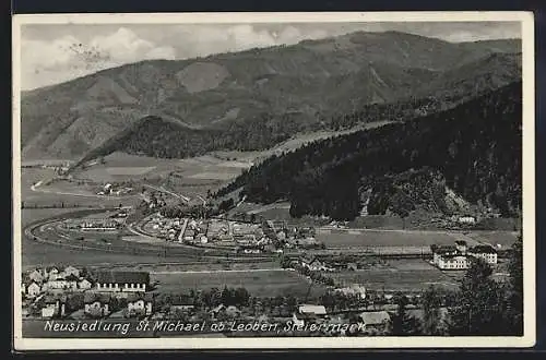 AK St. Michael ob Leoben, Totalansicht gegen die Berge