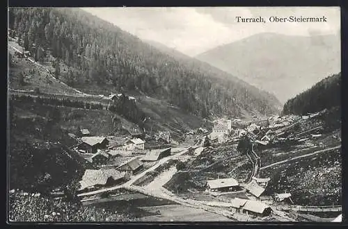 AK Turrach /Ober-Steiermark, Panorama mit Strassenpartie