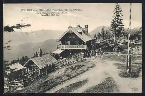 AK Mariazell, Gasthaus am Bürgeralpel von Hans Reisenhofer