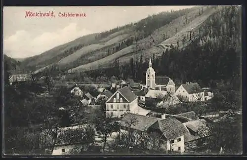 AK Mönichwald /Oststeiermark, Ortsansicht im Tal