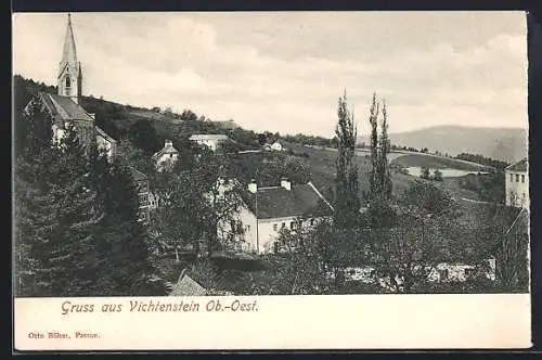 AK Vichtenstein /Ob.-Oest., Ortspartie mit Kirche