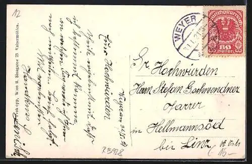 Künstler-AK Weyer a. d. Enns, Teilansicht mit Strassenpartie