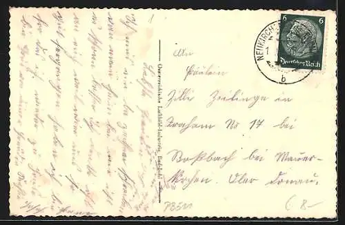 AK Neukirchen a. d. E., Teilansicht mit Kirche und Strassenpartie