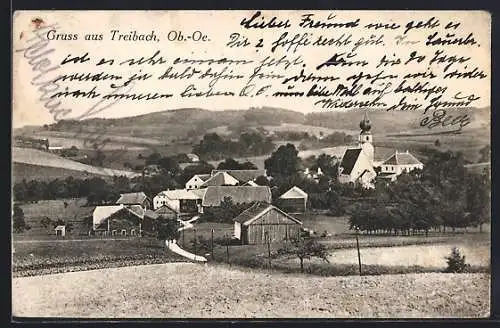 AK Treibach /Ob.-Oe., Teilansicht mit Kirche