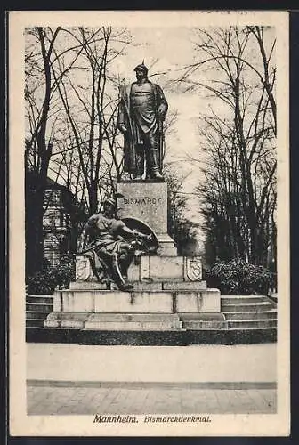 AK Mannheim, Blick auf das Bismarckdenkmal