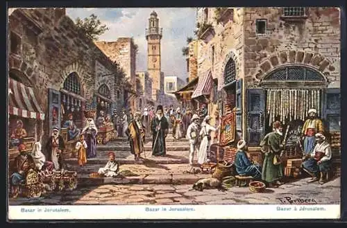 Künstler-AK Friedrich Perlberg: Bazar in Jerusalem