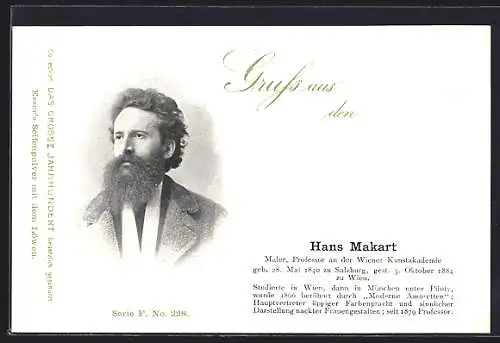 AK Hans Makart, Maler, Prof. an der Wiener Kunstakademie