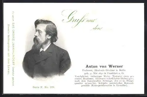 AK Anton von Werner, Professor, Akademie-Direktor in Berlin