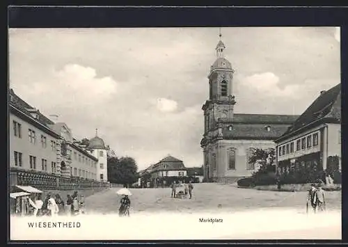 AK Wiesentheid, Marktplatz mit Kirche