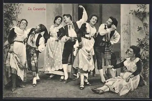 AK La Tarantella, Italiener in Tracht beim Tanz