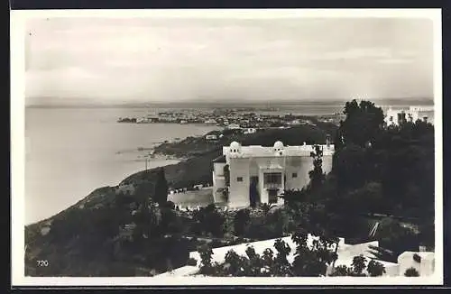 AK Sidi Bou Said / La Goulette, Totalansicht von oben am Wasser