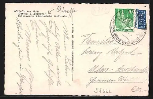 AK Volkach, Gasthof Zum Schwane, Weinstube