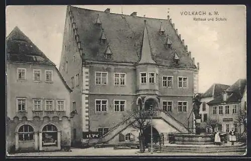 AK Volkach a. M., Rathaus und Schule