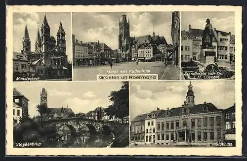 AK Roermond, Markt met Kathedraal, Munsterkerk, Stadhuis