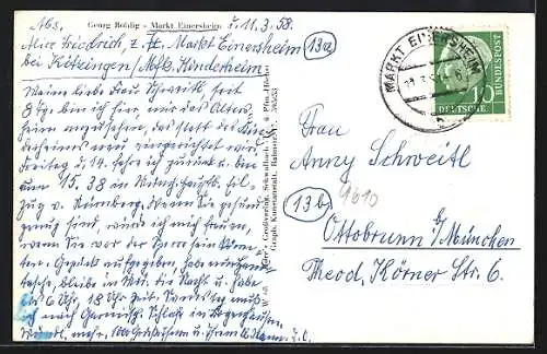 AK Markt Einersheim, Strassenpartie im Zentrum, Panoramablick auf das Dorf