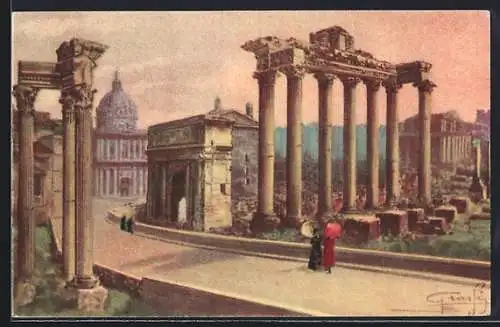Künstler-AK Rom, Foro Romano