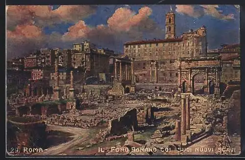 Künstler-AK Roma, Il Foro Romano coi suoi nuovi scavi