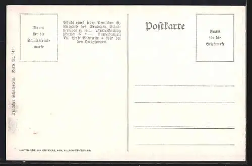 Künstler-AK Sulden, Teilansicht mit Bergen, Deutscher Schulverein