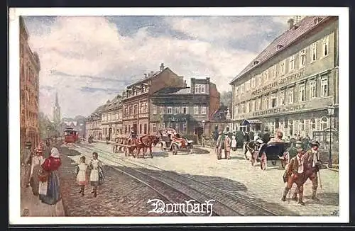 AK Wien, Dornbach, Strassenpartie mit Strassenbahn, Hotel Kaiserin v. Oesterreich