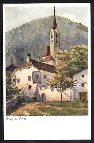 AK Vahrn in Tirol, Blick zum Kirchturm, Deutscher Schulverein