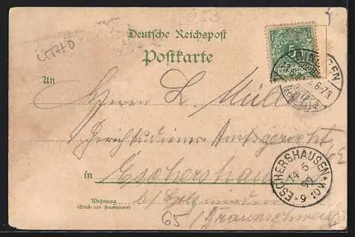 Lithographie Bingen / Rhein, National-Denkmal a.d. Niederwald, Schloss Rheinstein, Ortsansicht