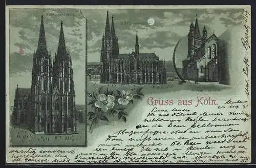 Mondschein-Lithographie Köln, Der Dom, Martinskirche