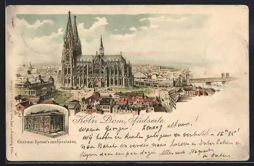Lithographie Köln, Grabmal Konrad's von Hostaden, Dom-Südseite