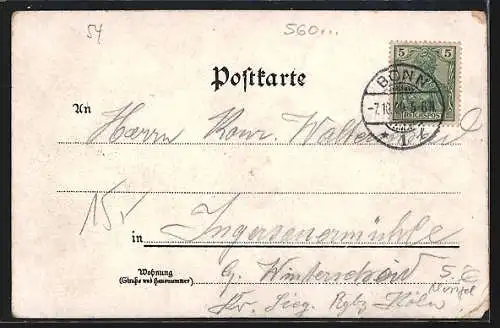 Lithographie Koblenz, Kaiser Wilhelm I.-Denkmal