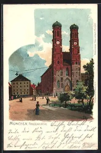 AK München, Platz vor der Frauenkirche