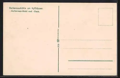 AK Barbarossa-Höhle am Kyffhäuser, Barbarossa-Stuhl und Tisch