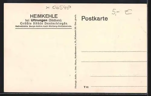 AK Uftrungen, Heimkehle, Tyrahalle mit Tyrasee, Motiv aus der Höhle