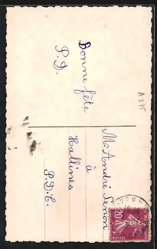 Foto-AK A. Noyer Nr. 1391: St. Nicolas, Kleiner Junge mit Blumenstrauss